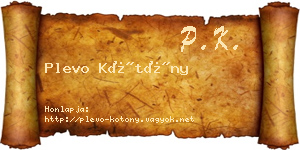 Plevo Kötöny névjegykártya